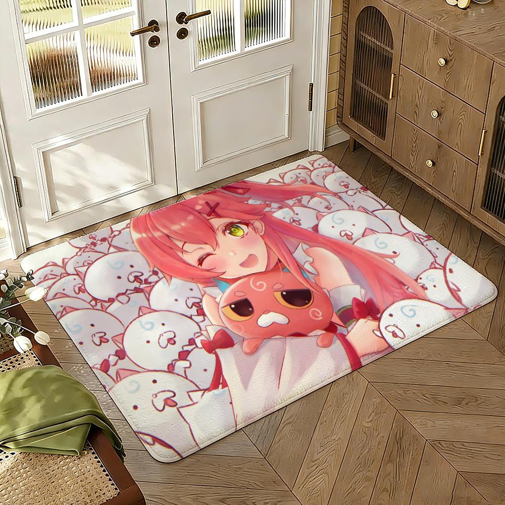 Classic Anime S-Sakura Miko Girl Floor Mat Soft Thickened Absorbent Non-Slip Bedroom Living Room Door Mat Home Flannel Rugs