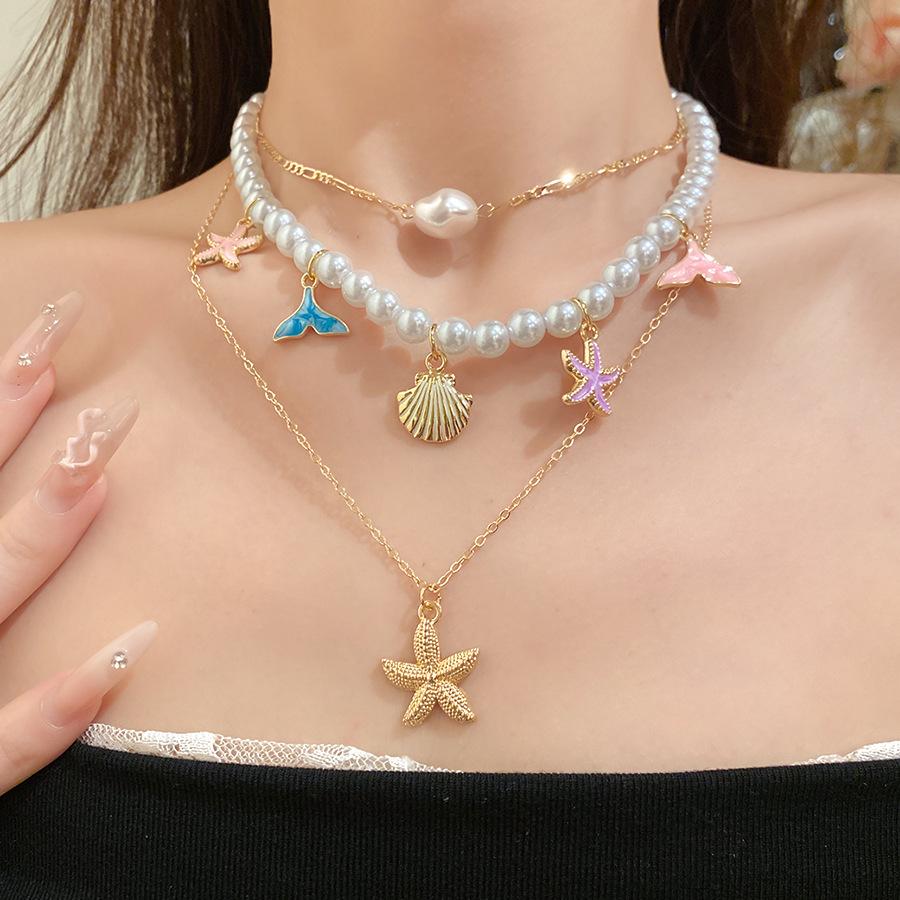 Sea Rhyme Pearl & Starfish Necklace: Vacation-Style Light Luxury Collarbone Chain