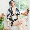 Printed big bow kimono bathrobe pajamas seduction sexy lingerie cosplay uniform suit