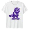 Raccoon Skater Wearing Headphones Wildlife T-Shirt Skateboarder Animal