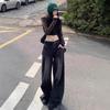 Women's High Waist Wide Leg Jeans Vintage Washed Straight Denim Pants Loose Draped Floor Length American Retro Casual Trousers