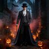 Men's Gothic Steampunk Tailcoat Jacket Black Halloween Costume