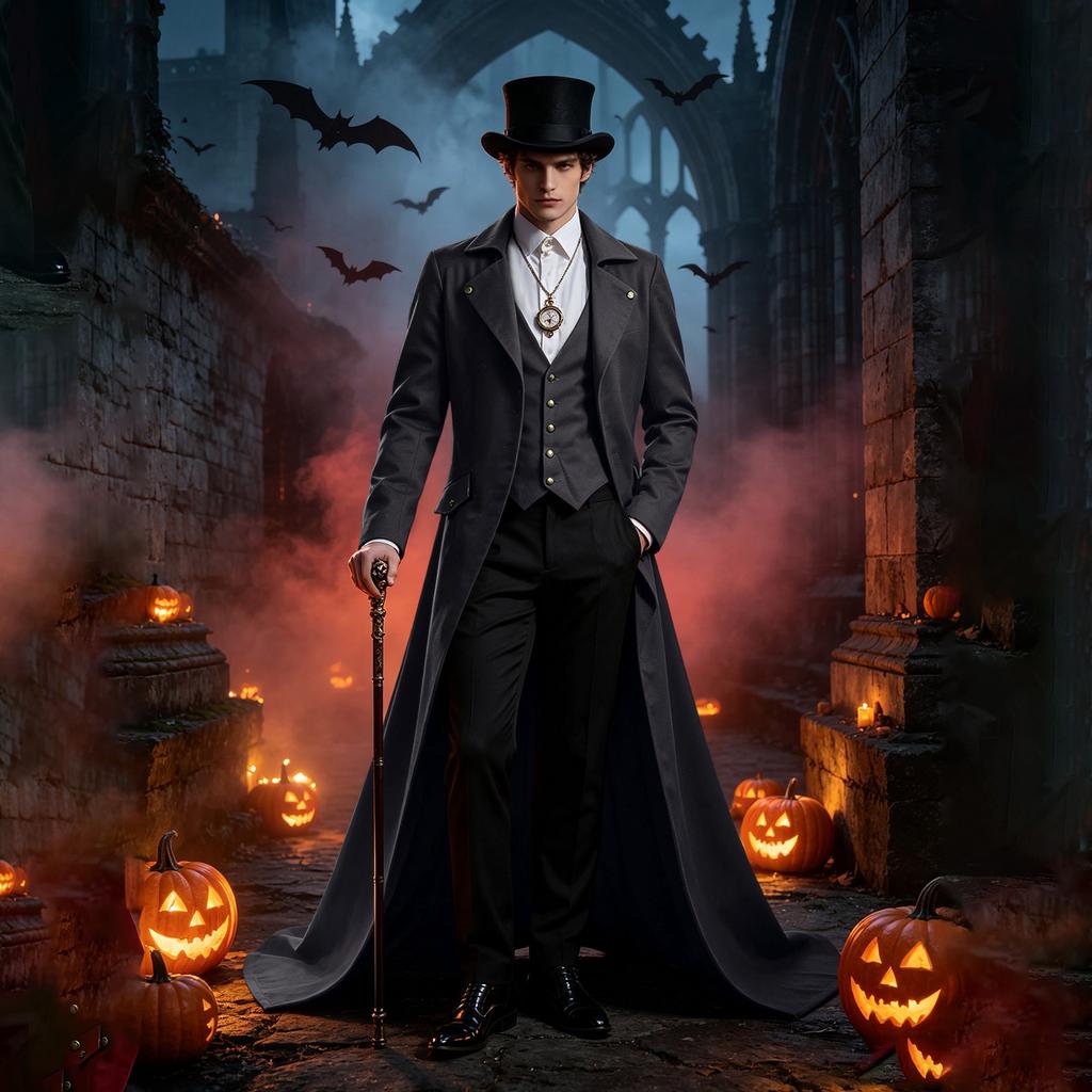 Men's Gothic Steampunk Tailcoat Jacket Black Halloween Costume