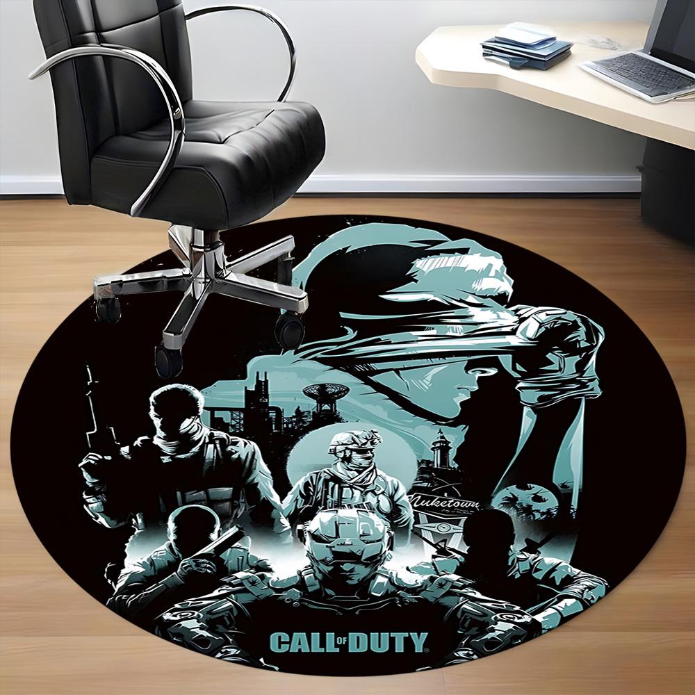 1PC Call of Duty Office Round Rug, Non-slip, Soft and Durable Office Rug for Interior Decoration, Perfect for Office, Beautiful Decoration