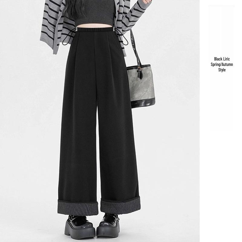 Autumn Winter Maternity Woolen Wide-Leg Cropped Pants XL