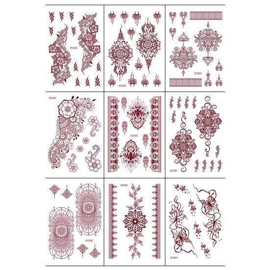 Yousheng Temporary Tattoo Sticker, Flower Lace Lotus Pattern Fake Tattoos for Women Men, Waterproof DIY Face Arm Leg Body Art Decoration