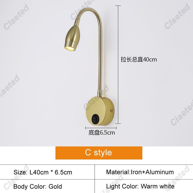 

1 Вт/3 Вт светодиодный настенный светильник на гибкой стойке для дома, отеля, лофта, прикроватные лампы для чтения, черный, серебристый, гибкий выключатель, 90-260 В, точечная светодиодная лампа 1W Warm Light