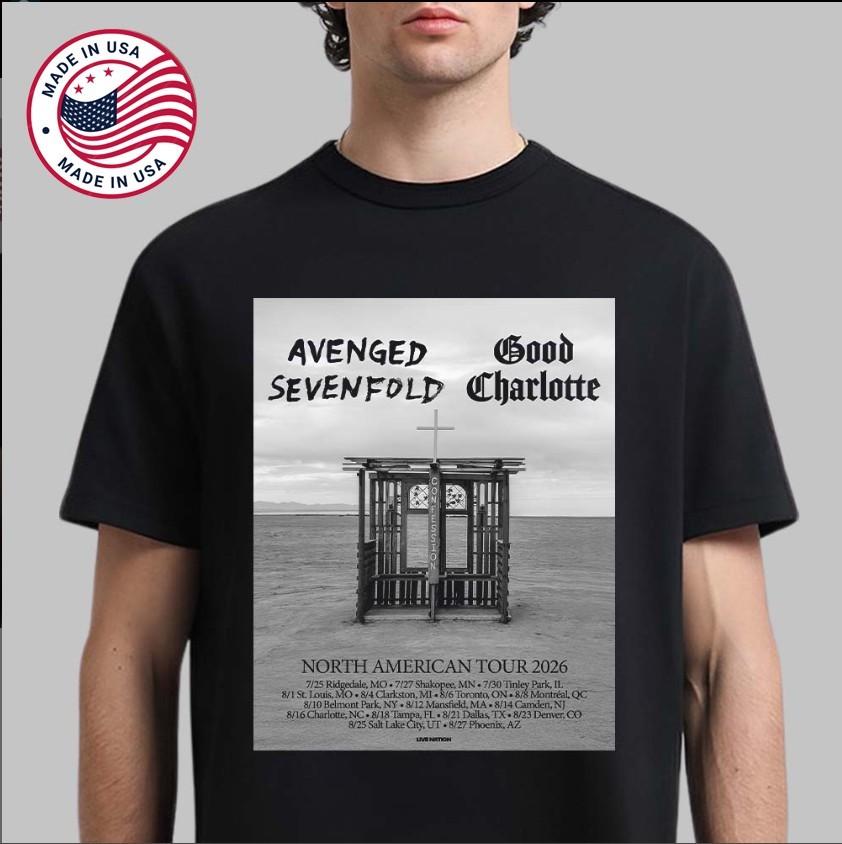 Avenged Sevenfold x Good Charlotte Tour 2026 North America City Dates TShirt Unisex T-Shirt M