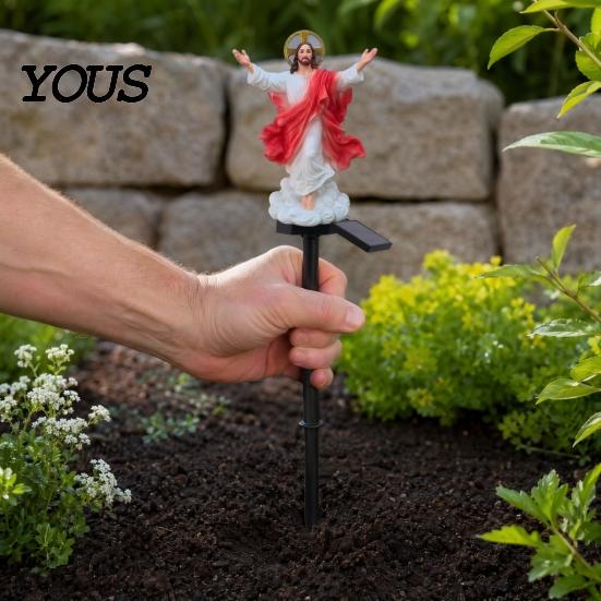 Religious Gifts for Garden Jesus Statue Solar Light, Outdoor Waterproof Lighted Lights Figurine, Pathway Light Yard Lawn Patio Christmas