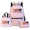 ROBLOX Rucksack für Kinder Brotdose Federmäppchen Set aus 3 Schulranzen Jungen Mädchen Leicht Großes Fassungsvermögen Schülergeschenk