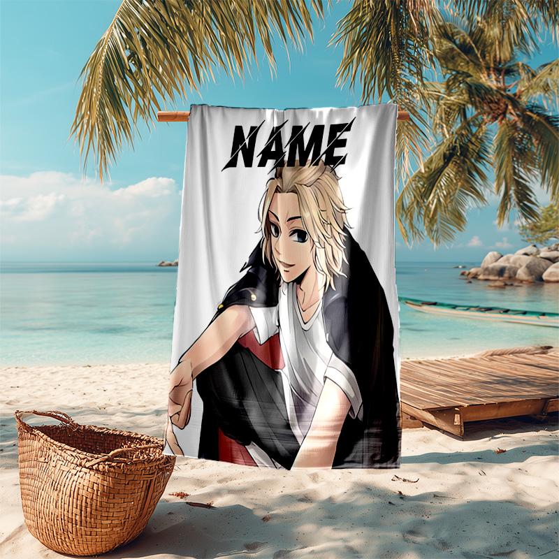 Personalized customized proof beach towel with Tokyo Revengers pattern - soft, absorbent,quick-drying,perfect swimming,camping&bathing