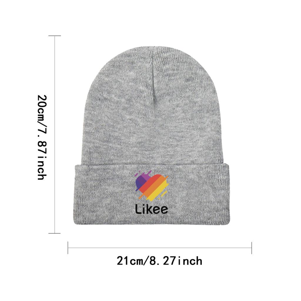 Likee App Logo Likee Heart Rainbow Graffiti Knitted Hat for Women Unisex Skullies Beanies Winter Hat Polyester  Crochet Caps