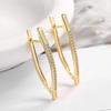 V-Shaped Triangle Cubic Zirconia Stud Earrings for Women - European & American Fashion, Geometric Ear Jewelry, Copper
