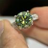 Luxury 5 Carat Green Moissanite Women's Ring: European & American Trendy Matching Diamond Rings