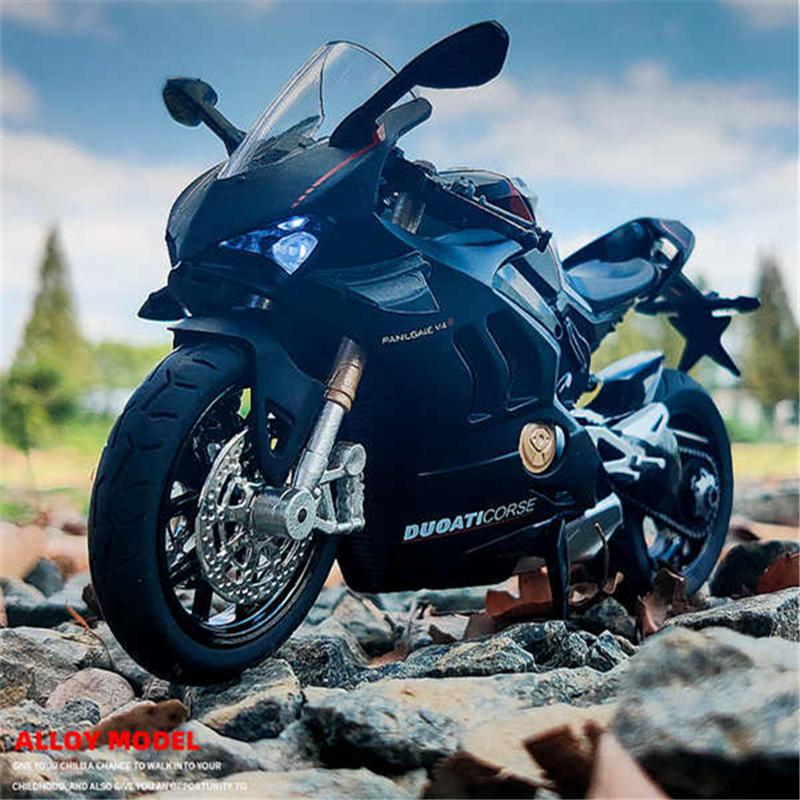 1/12 Scale Panigale V4S Alloy Racing Cross-country Motorcycle Model Simulation Toy Street Motorcycle Model Collection Kids Gift