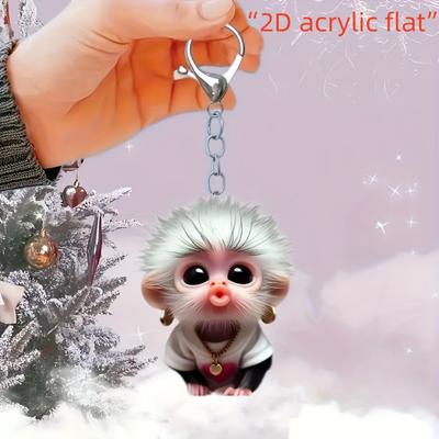 Sevimli küçük maymun, 2D düz akrilik, dekorasyon, anahtarlık, sırt çantası, kolye ucu için uygun, Noel, Cadılar Bayramı