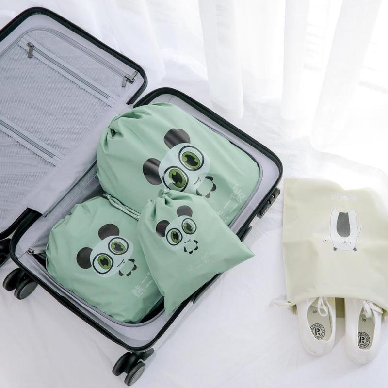 Meidu Waterproof Cartoon Drawstring Travel Storage Bag for Shoes