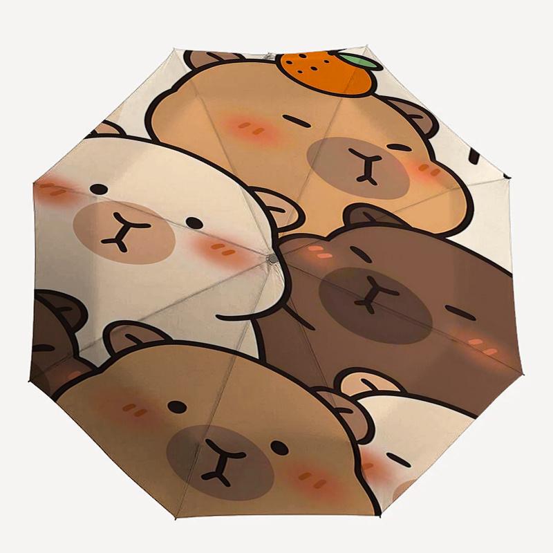 Capybara Themed Travel Umbrella-8 Ribs Automatic Opening and Closing, Portable Folding Design, Compact and Stylish Umbrella Suitable for Out