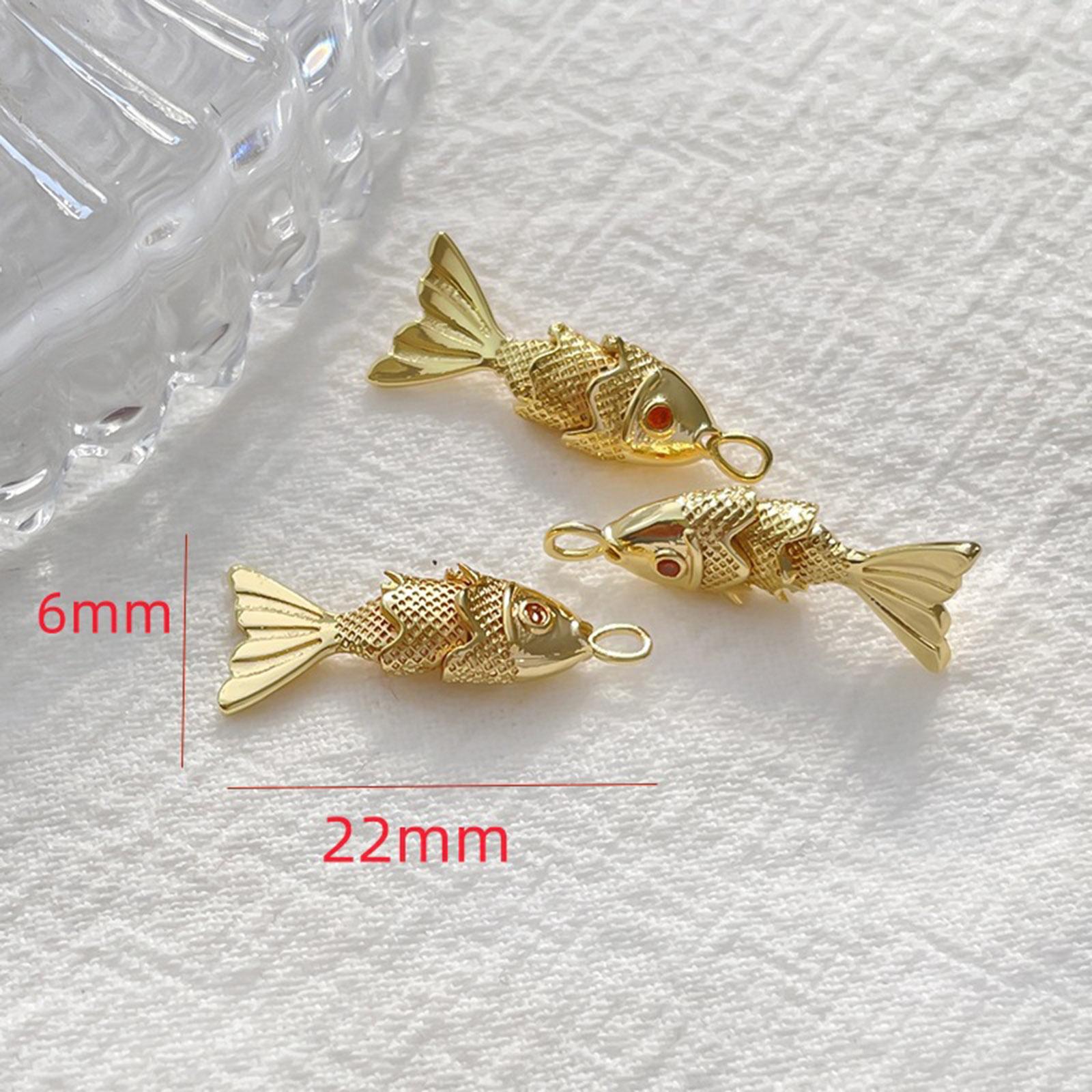 

1 Piece Ocean Copper Golden Silvery Fish Shaped Pendant Pave Red Zircon Jewelry Charms For Diy Necklace Making Findings