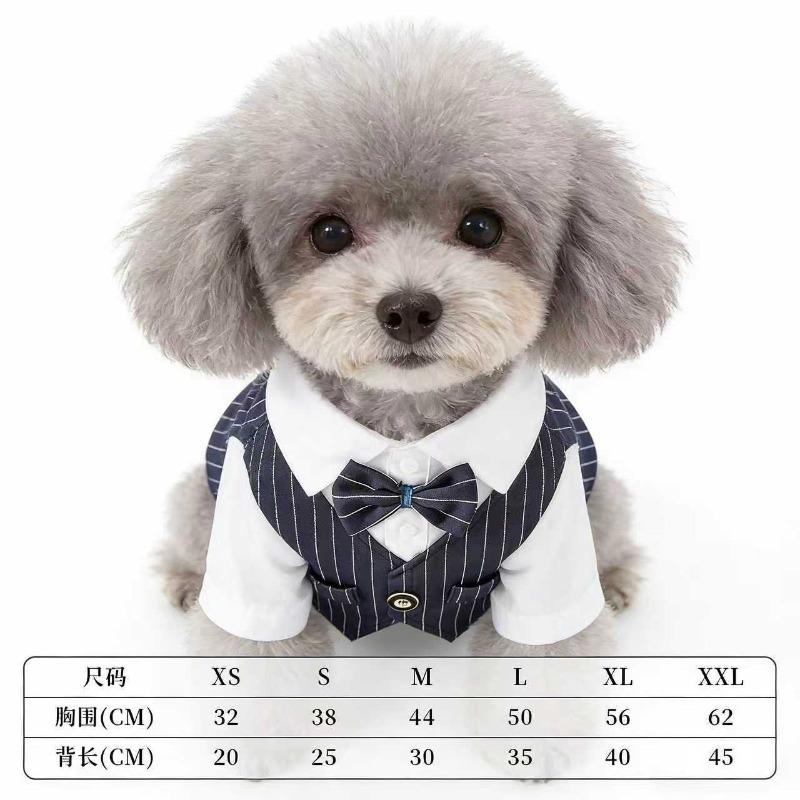 Polyester Haustierkleidung Teddy Hundekleidung Frühling Sommer Haustierjacke Katzenkleidung Weinrot Marineblau Schwarz Hundemantel mit einer Fliege