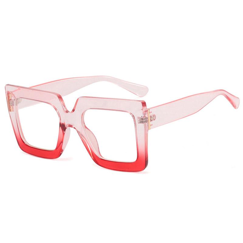 

Новые модные очки с защитой от синего света для мужчин и женщин, двухцветные прозрачные квадратные очки с большой оправой, 8561