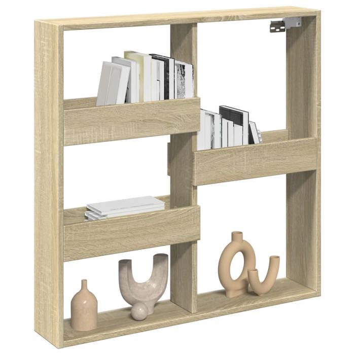 VidaXL Armoire murale chêne sonoma 80x15x80 cm bois d'ingénierie, armoire murale flottante, étagère murale, vitrine murale, 854546
