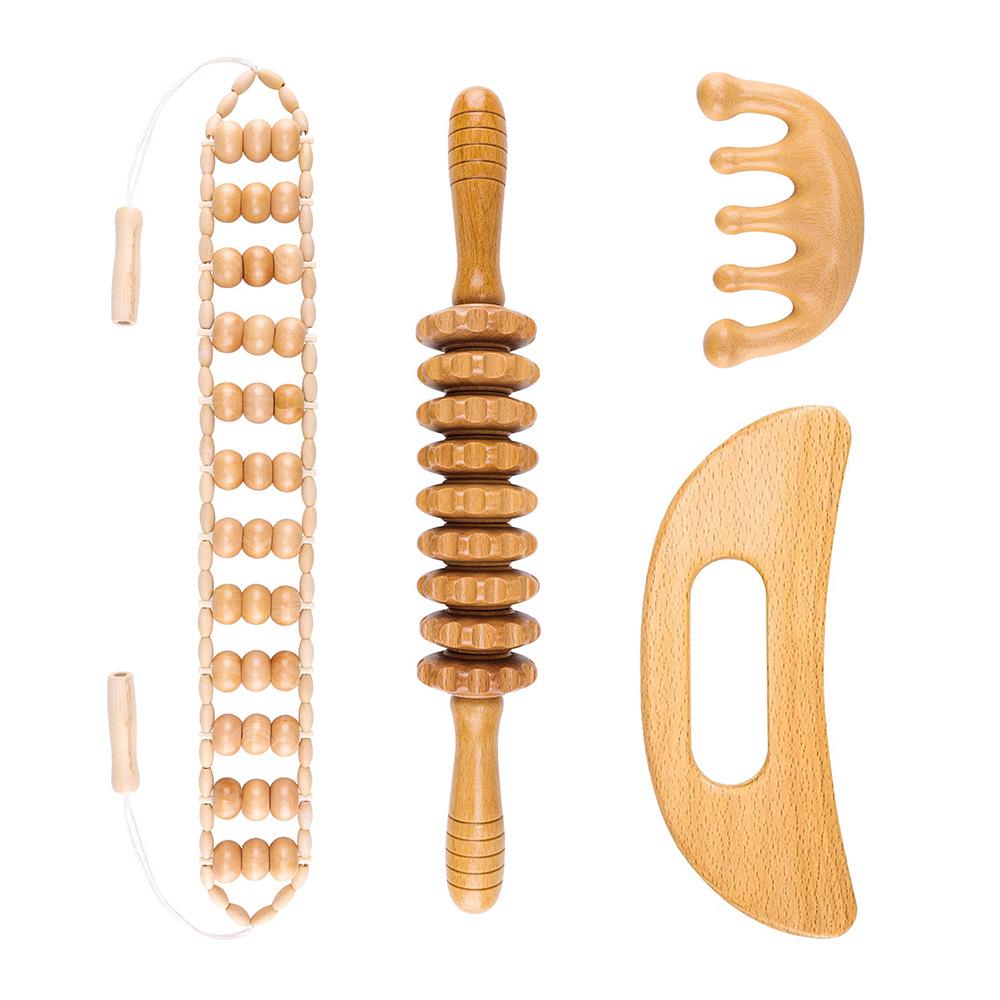 Solid Wood Gua Sha Set: Facial, Leg, and Body Massage Tools