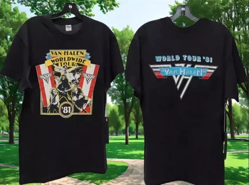 Van Halen Vintage Tour T-Shirt 1981 World 1984 Concert Band Tee 90s Rock S-4XL XXXXL