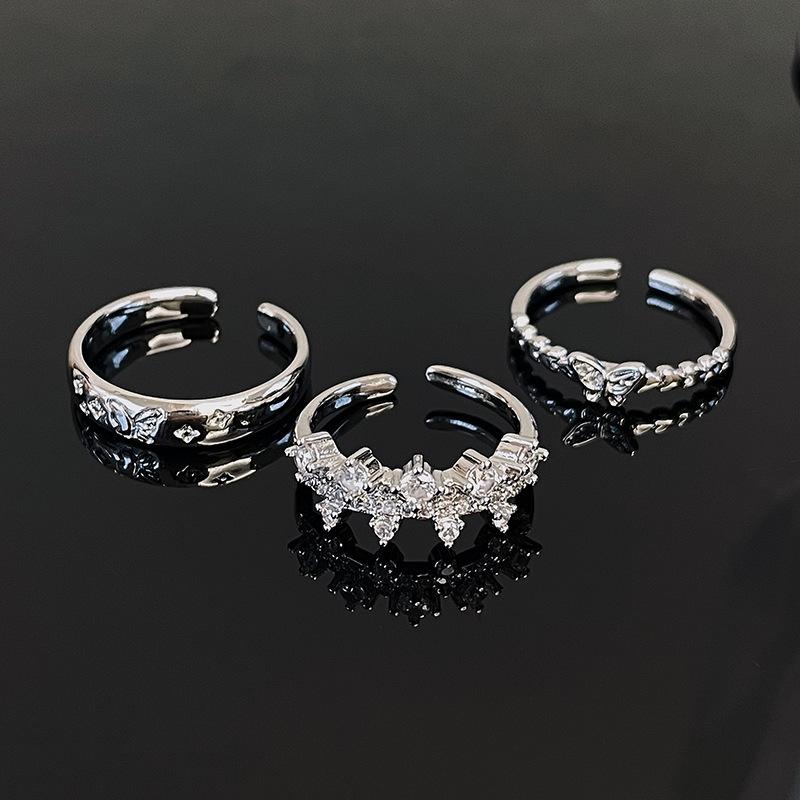Butterfly Couple Open Ring Light Luxury High-End Sense Ring Simple Niche Individual Cold Wind Ring