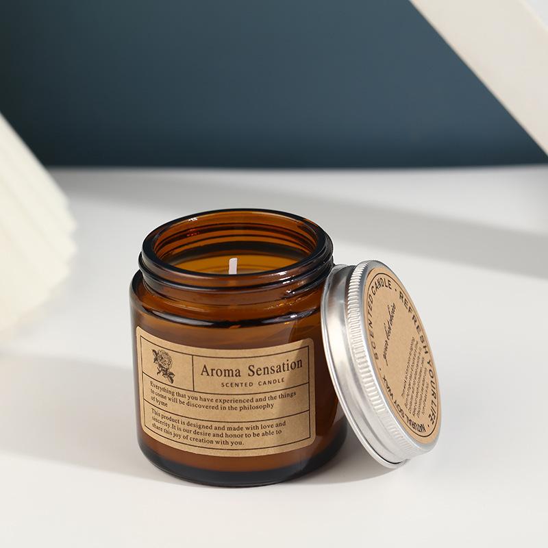 Handmade Brown Frosted Cup Scented Candle Smokeless Romantic Fragrance Candle Gift Ornament Blue Bell