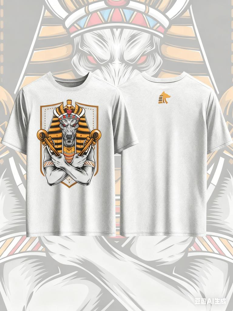 Anubis Printed Pure Cotton Tshirt for Men and Women Mythological Style Short Sleeved Oversized Casual Street Summer Tshirt