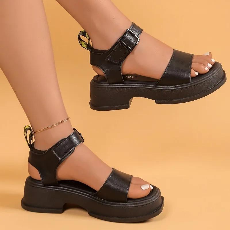Fashion 2025 Summer New Women's Platform Rome Sandals Adjustable Buckle Straps Outdoor Minimalist Casual Shoes for Daily Wear Plus Size