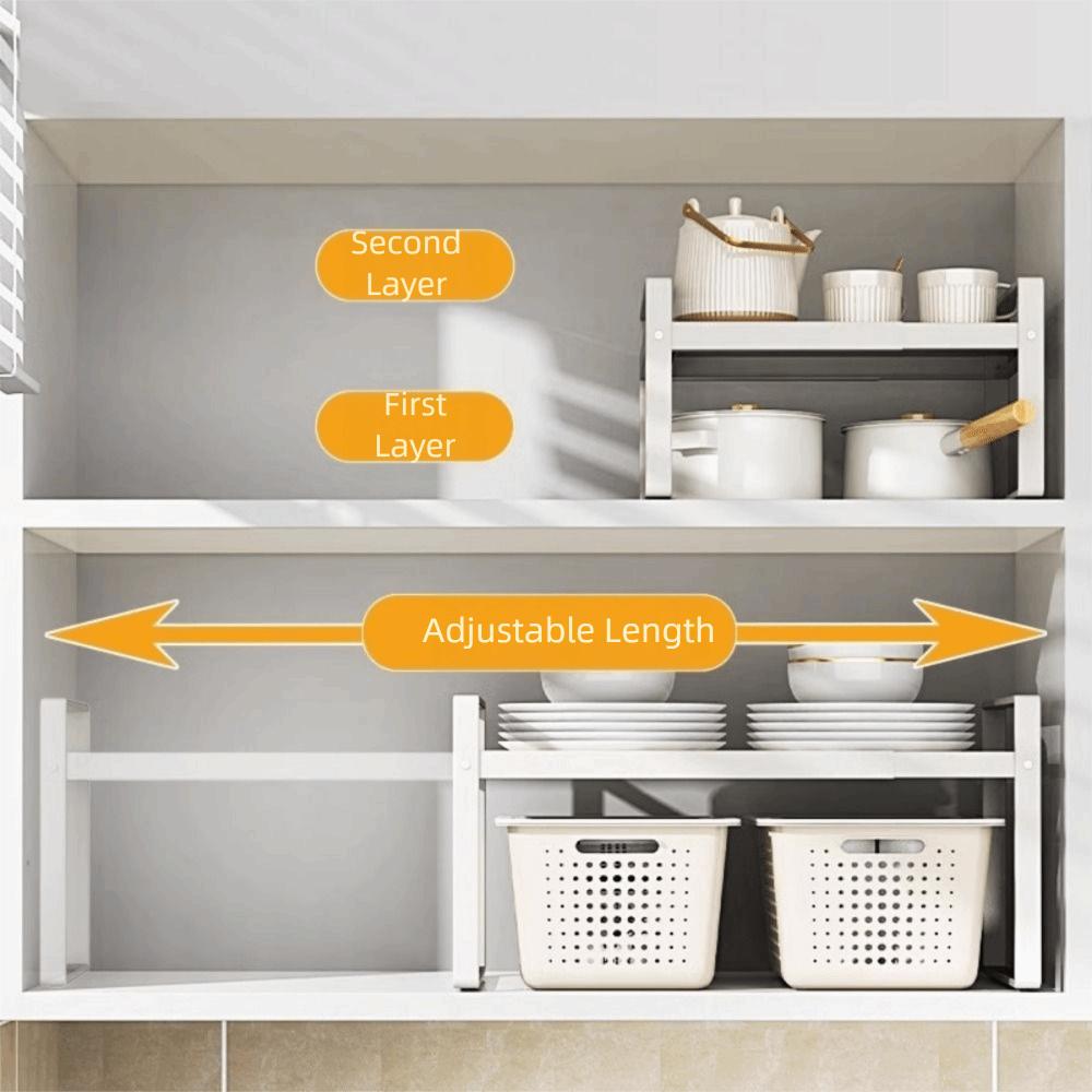 Expandable Adjustable Kitchen Organizer Space Saving Retractable Cabinet Shelf  Cabinet Internal