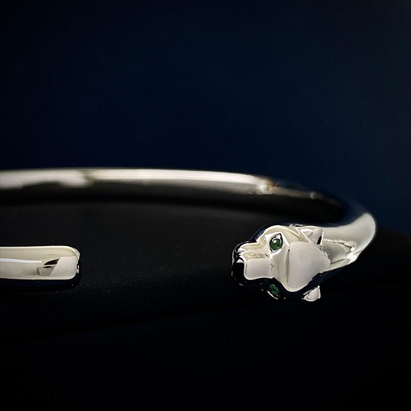 European and American Style Leopard Head Open Bracelet - Trendy and Fashionable Cheetah Jewelry