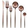 6Pcs One Set Mirror Stainless Steel Cutlery Set Gold Kitchen Tableware Set Knife Fork Spoon Dinner Set Silverware Dinnerware Set