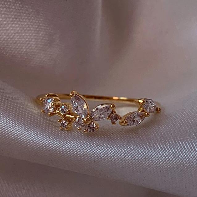 New Cute Colorful Zircon Flower Ring For Women Girl Fashion Vintage Zircon Adjustable Rings Jewelry Gift