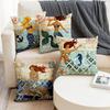 Marine Animal Mermaid Sea Starfish Seahorse Print Square Pillowslip  Blend Cushion Cover Pillowcase Living Room Home Decor