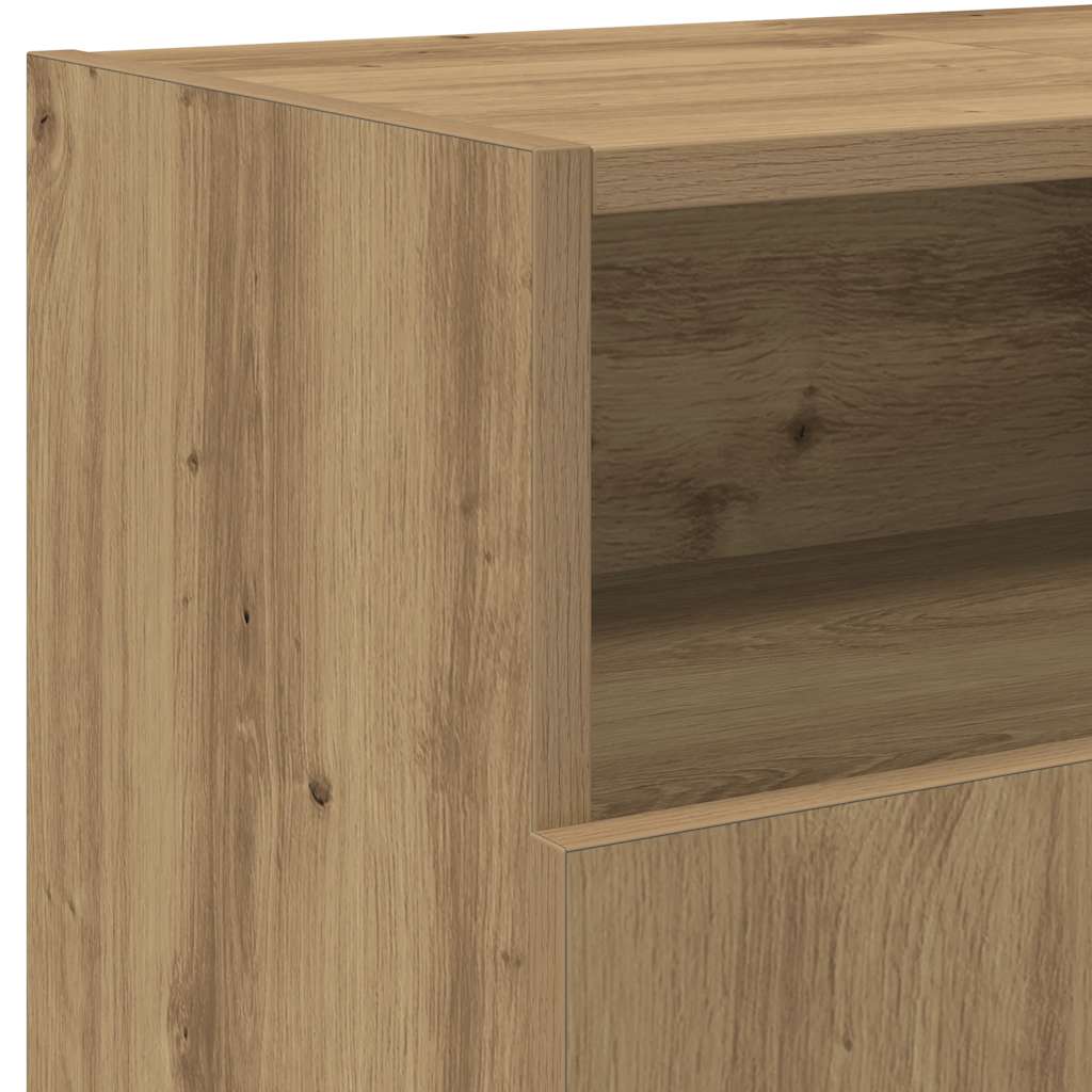 TV Cabinet with RGB LED Lights Artisan Oak Finish 120 x 30 x 50 cm