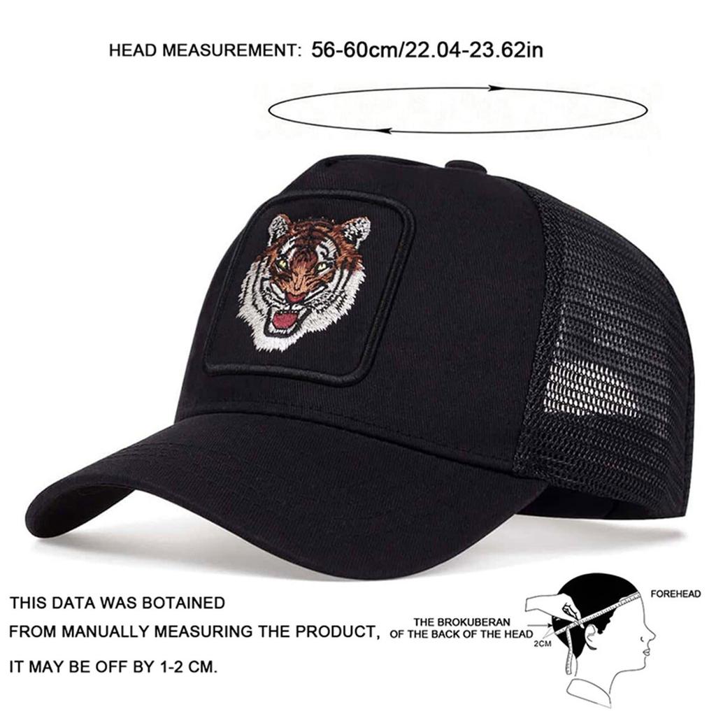 1Piece Unisex Animal Tiger Embroidered Stitching Baseball Net Hat Outdoor Adjustable Sunscreen Leisure Hat Spring Autumn Travel Vacation