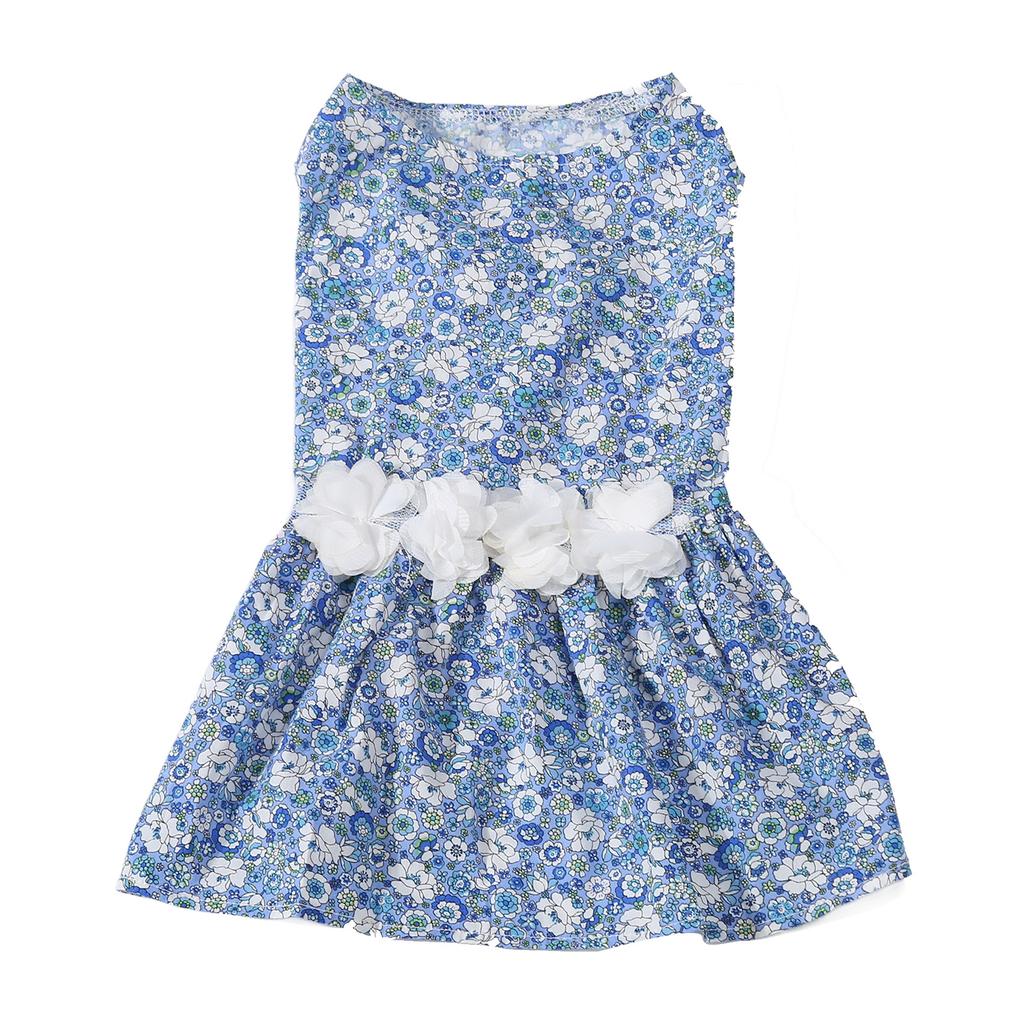Dog Floral Dress Soft Comfortable Breathable Cute Doggie Princess Dresses for Wedding Party Light Bl