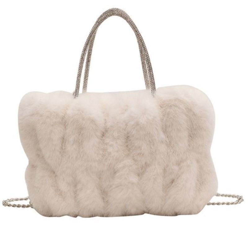 JIAERDI Japanese Plush Chain Handbag Women Soft Comfortable Gentle Shoulder Bag Ladies Sweet Cute Elegant Casual Tote Bag 2025