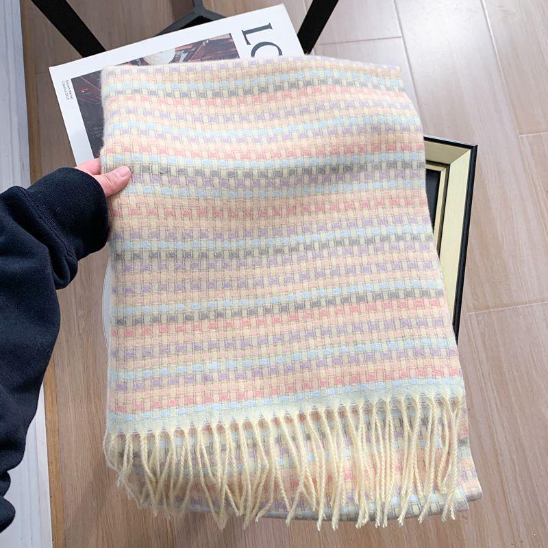 Women's Faux Cashmere Plaid Scarf - Korean Style, Thick & Warm Autumn/Winter Shawl