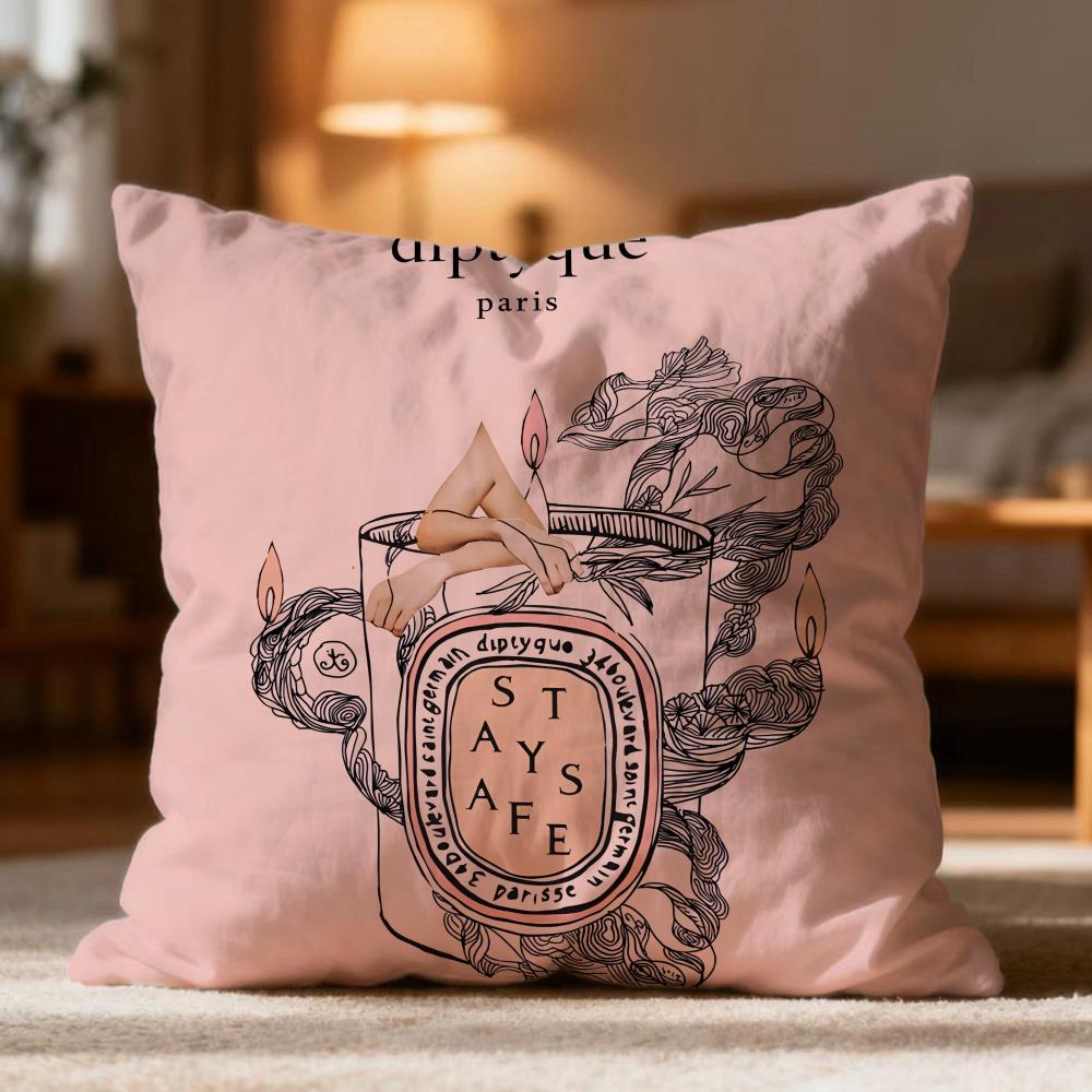 Fashion D-DDiptyque Cushion Cover Soft Washable Pillow Case Multi-Scene for Couch Bed Travel Office Use