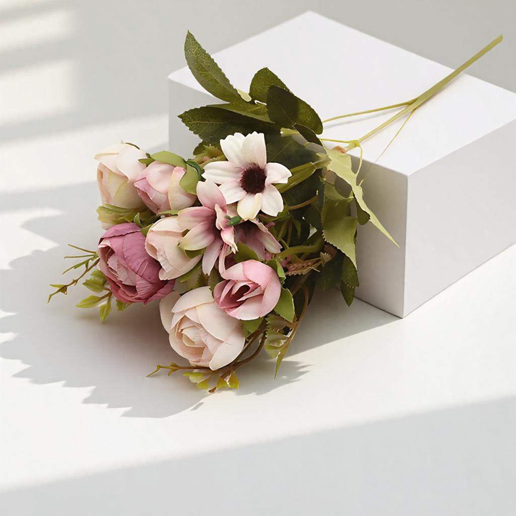 Multicolor Tea Roses Vases Home Decor Artificial Flowers Fake Daisy Plastic Wedding Decorative Floral Arrangements