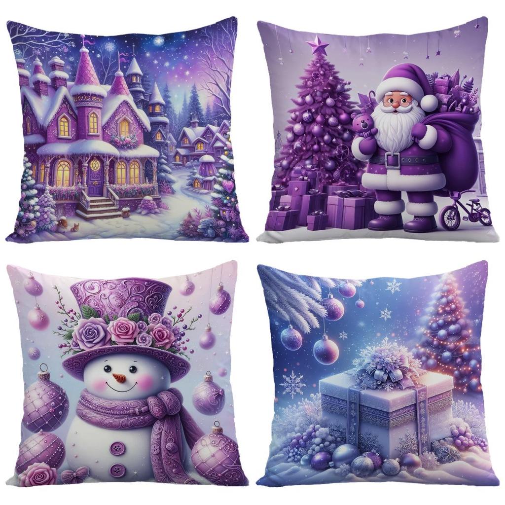 Świąteczna poszewka na poduszkę z poliestru z nadrukiem - Świąteczna dekoracja poduszki do salonu i sypialni