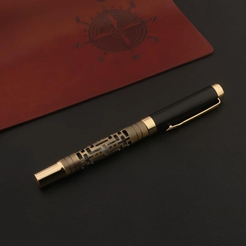 Metal Hollow Design 0.5mm Business Ballpoint Pen, Daily Writing Signature Pen (black Ink)