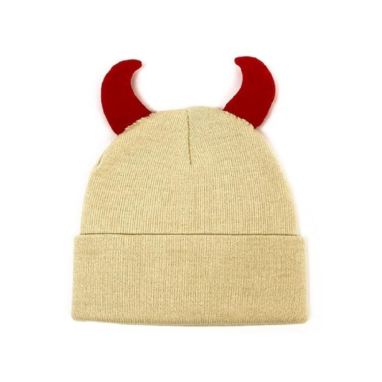 Devil Horn Winter Hat for Adult Handwoven Stretchy Caps Outdoor Activity Hat for Skiing Knitted Skull Hat Cool Accessory