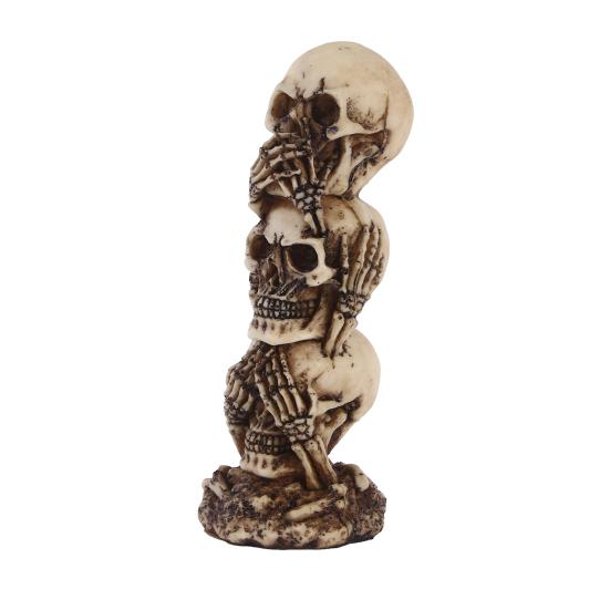 See Hear Speak No Evil Skull Figurine Spooky Halloween Resin A