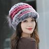 Rex Rabbit Fur Hat Genuine Fur Ear Protection Thick Warm Fashionable Fox Fur Flower Duckbill Cap New All-match Autumn and Winter Women's Hat