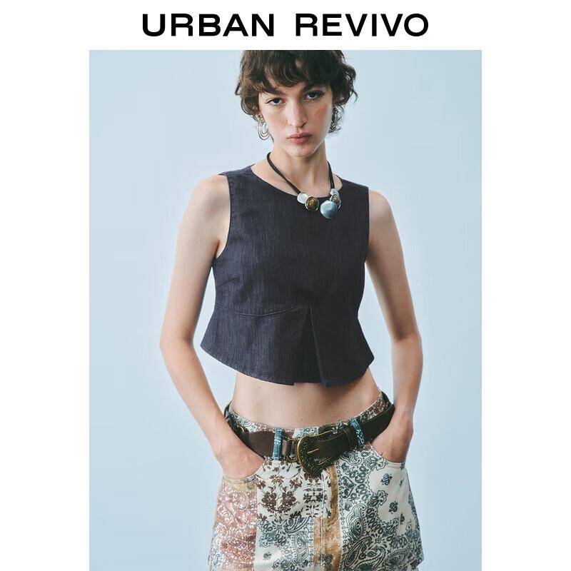 Женская укороченная джинсовая рубашка без рукавов UR Осень 2025 M